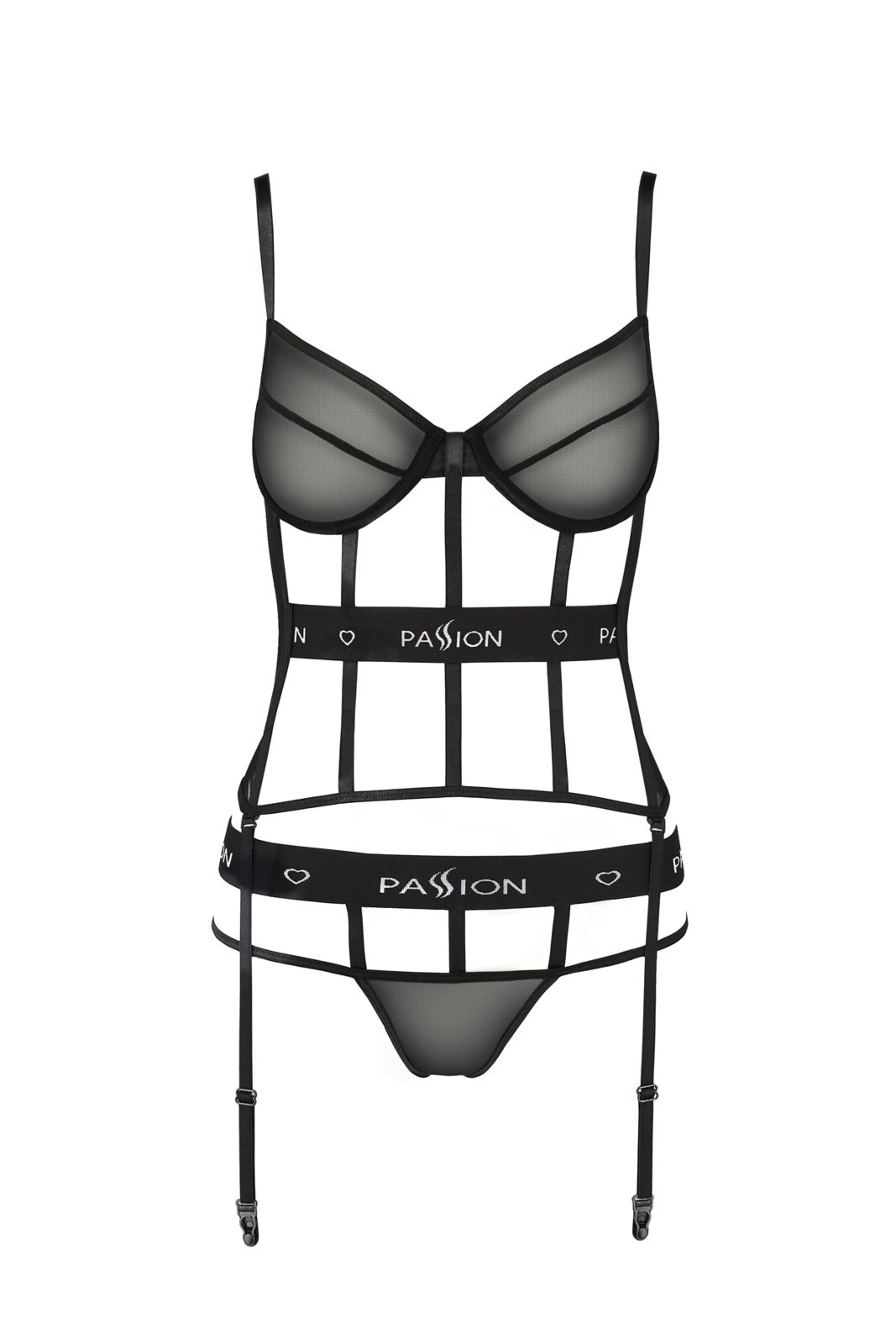 Top gorsetowy z pasami do pończoch - KYOUKA CORSET black