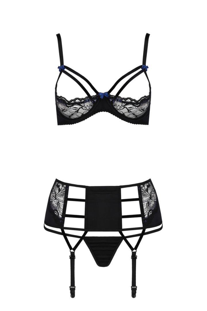 Komplet bielizny - MEREDITH SET WITH OPEN BRA black L/XL