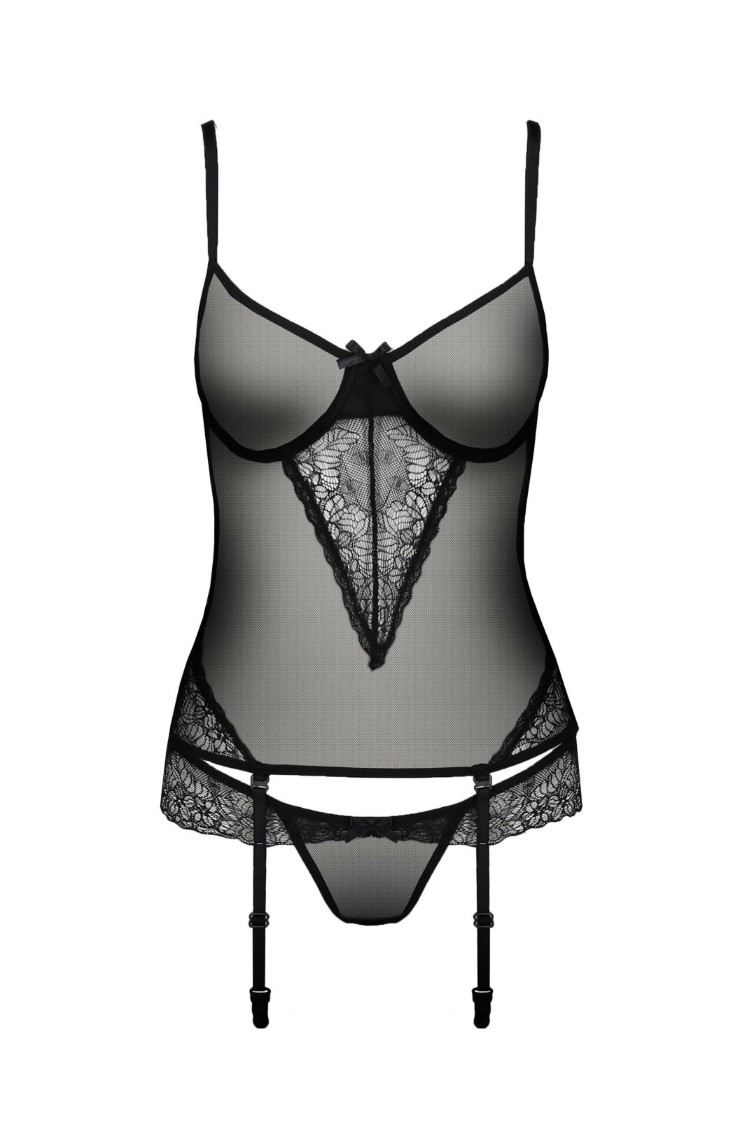 Top gorsetowy z pasami do po�czoch - VELIA CORSET black