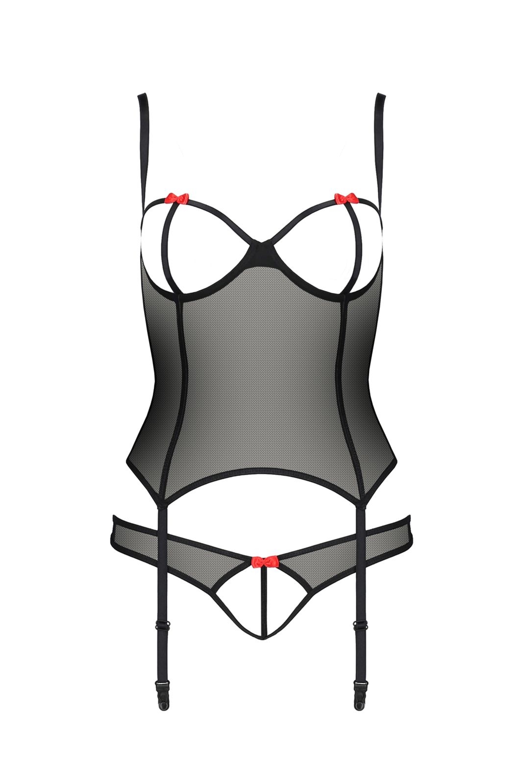 Top gorsetowy z pasami do pończoch - HEIDI CORSET black