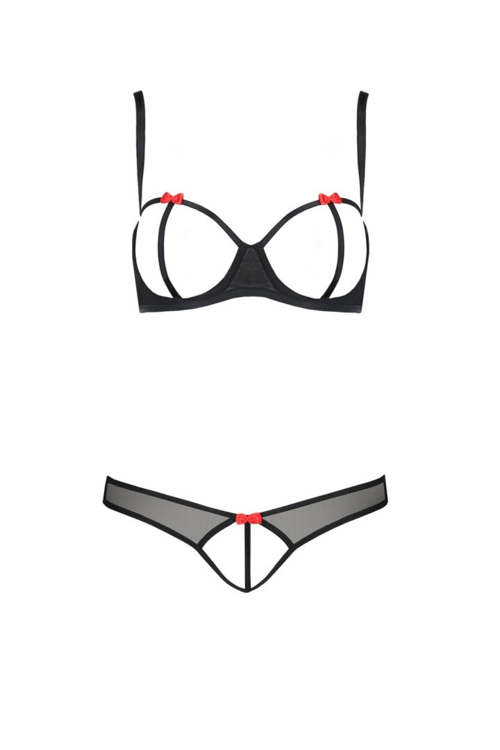 HEIDI SET WITH OPEN BRA black S/M