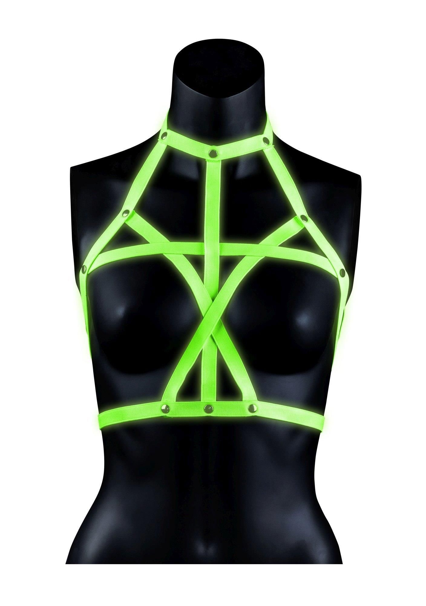 Bra Harness - Glow in the Dark - Neon Green/Black -