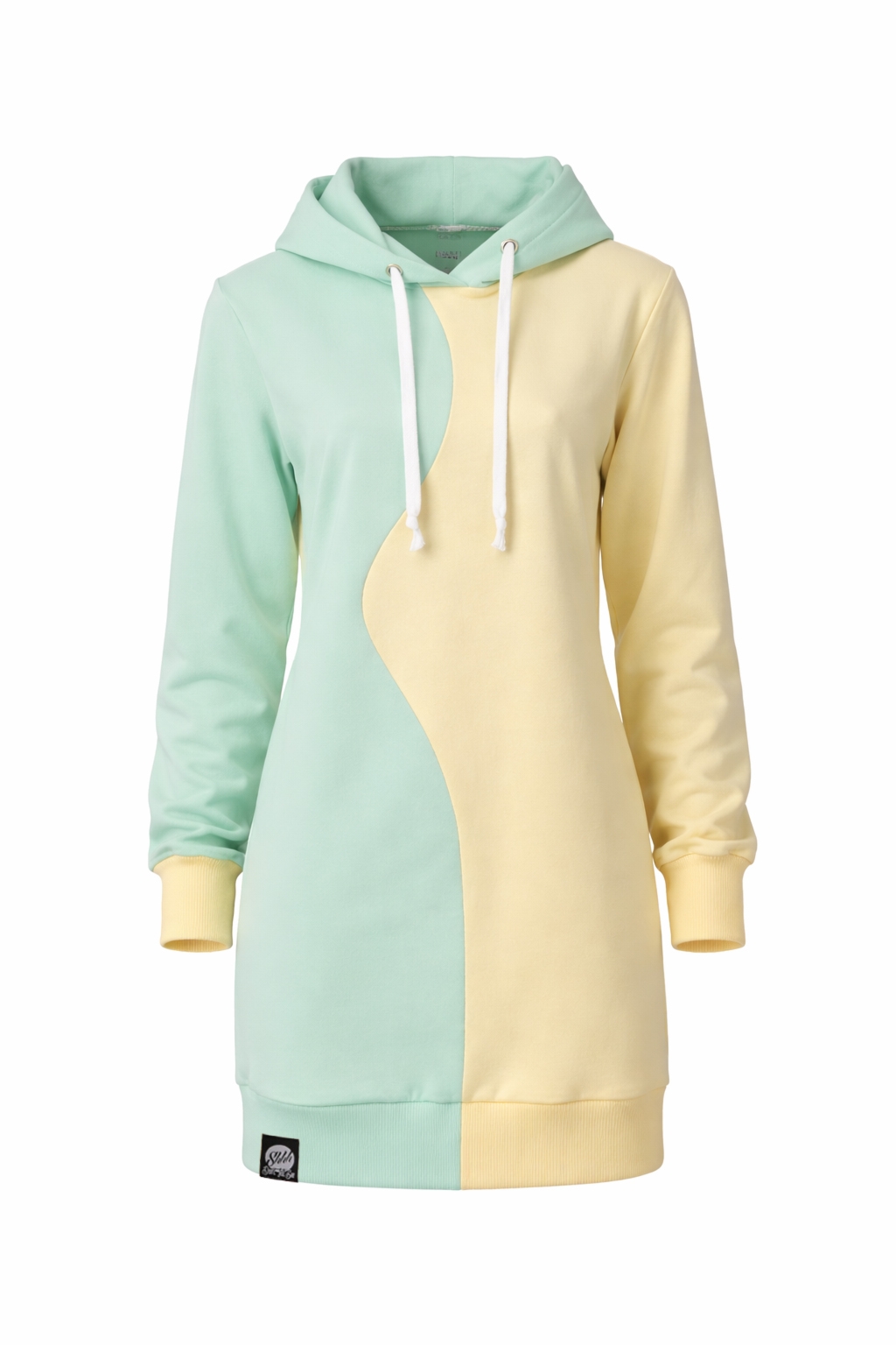 Sukienka dresowa z kapturem - HOODIE DRESS 1 pistachio/yellow