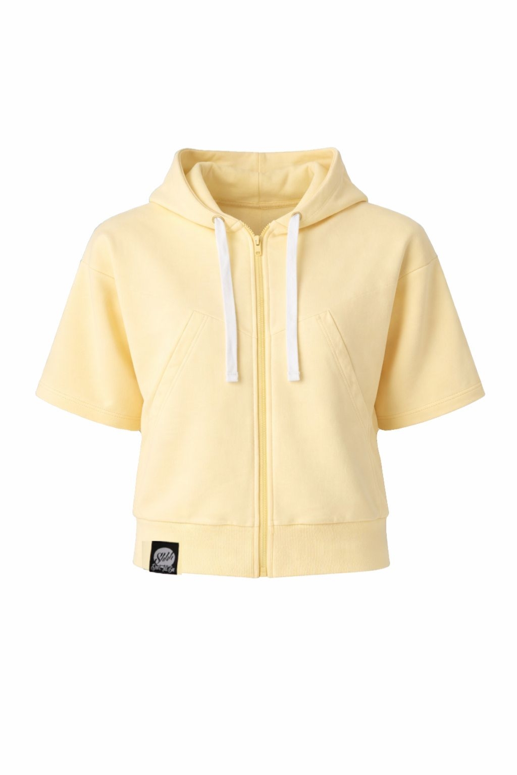 Kr�tka bluza na zamek z kapturem - HOODIE ZIP 3 yellow