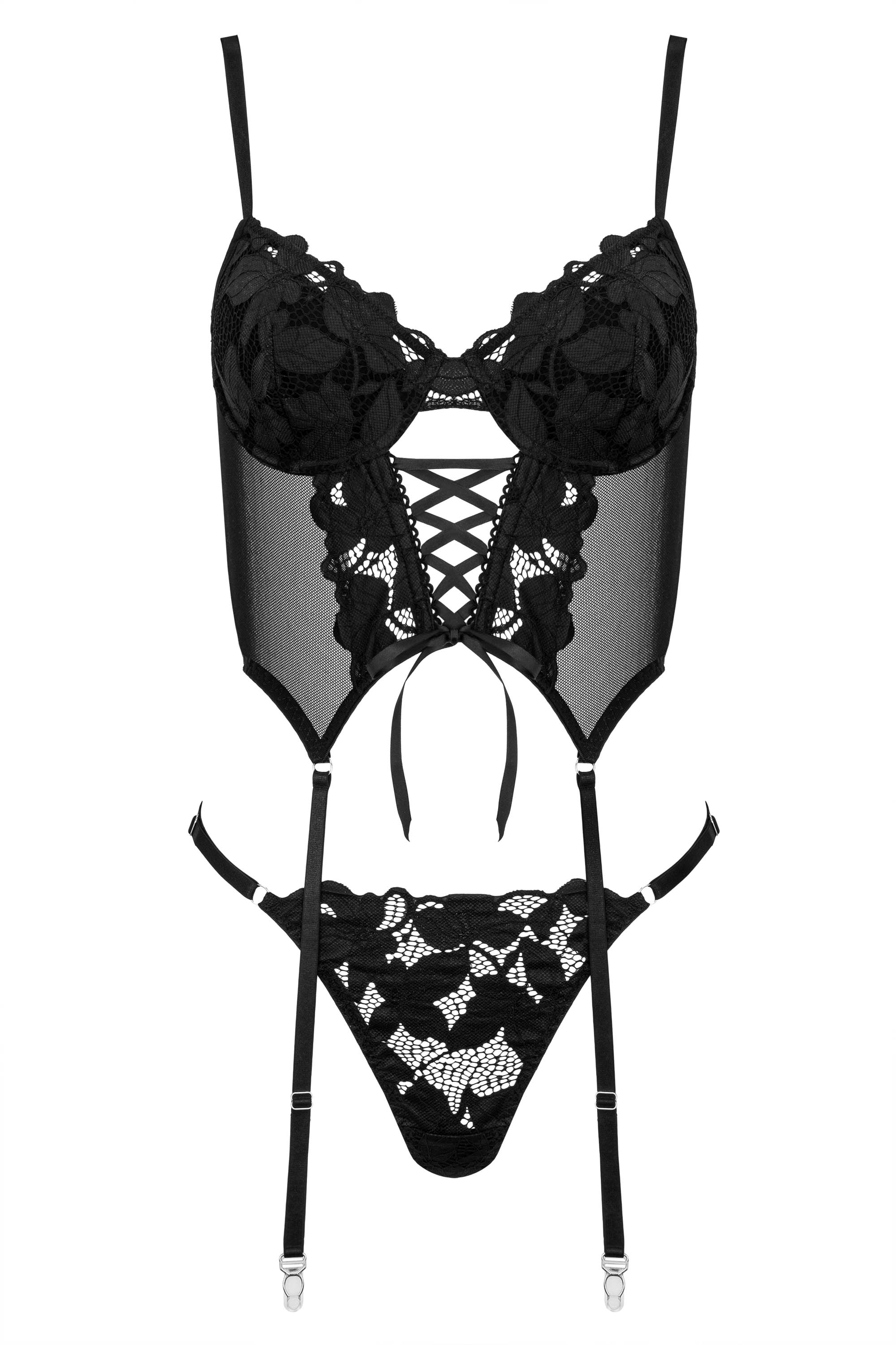 Top gorsetowy - CO103 corset & thong black