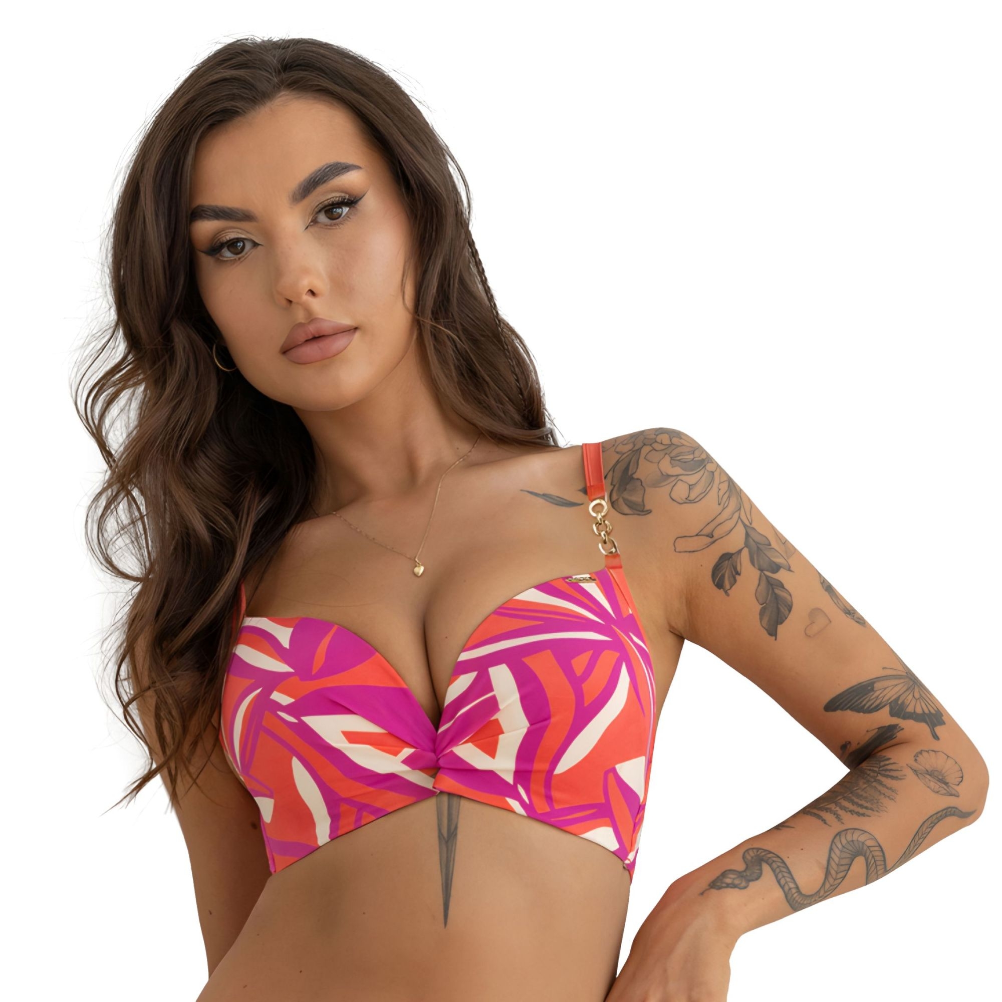 Biustonosz kąpielowy Twist brassiere róż-pomar.