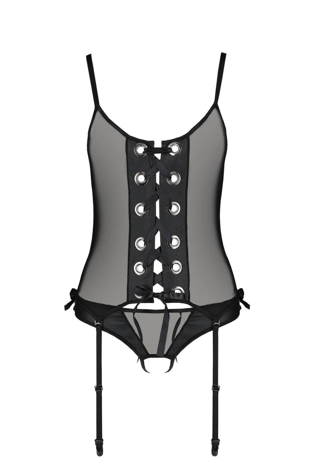 Top gorsetowy z pasami do po�czoch - NESSY CORSET black