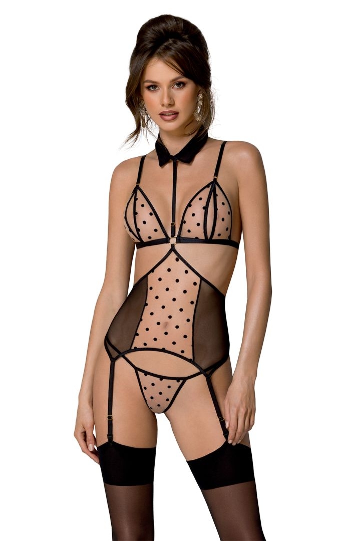 Top gorsetowy z pasami do pończoch - DOMINICA CORSET beige