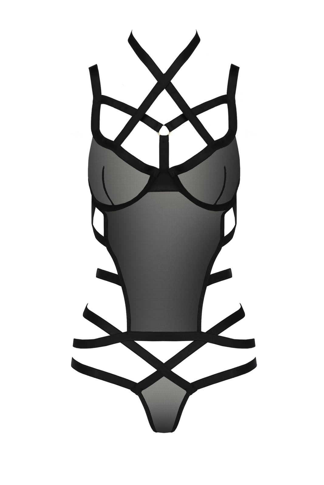 Top gorsetowy z pasami do po�czoch - HAGAR CORSET black