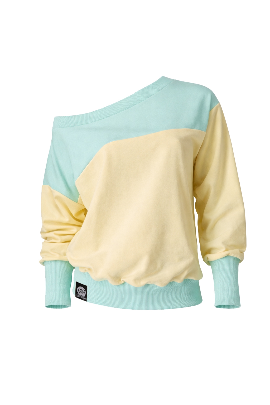 Bluza typu off-shoulder - HOODIE 2 pistachio/yellow