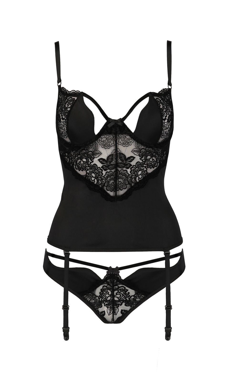 Top gorsetowy z pasami do po�czoch - TONYA CORSET black