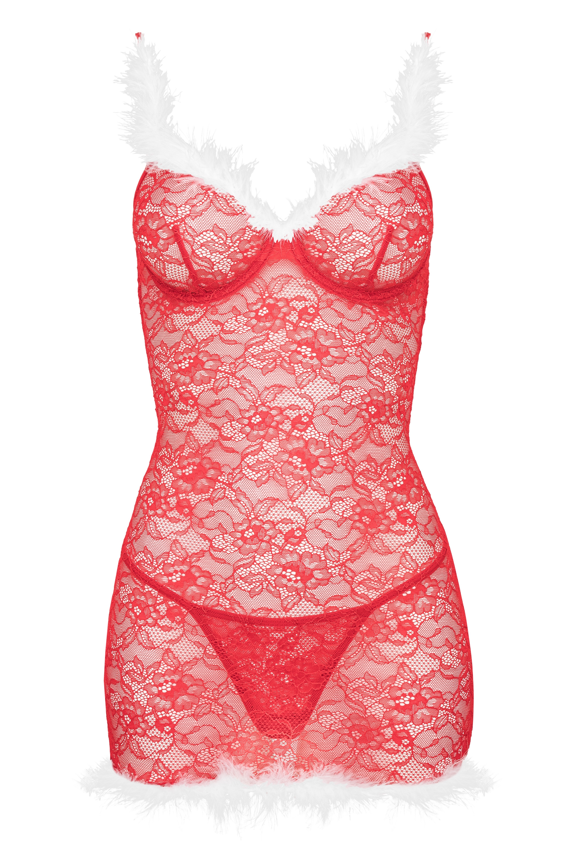 Miko�ajka koszulka damska - Kristinella babydoll & thong red-white