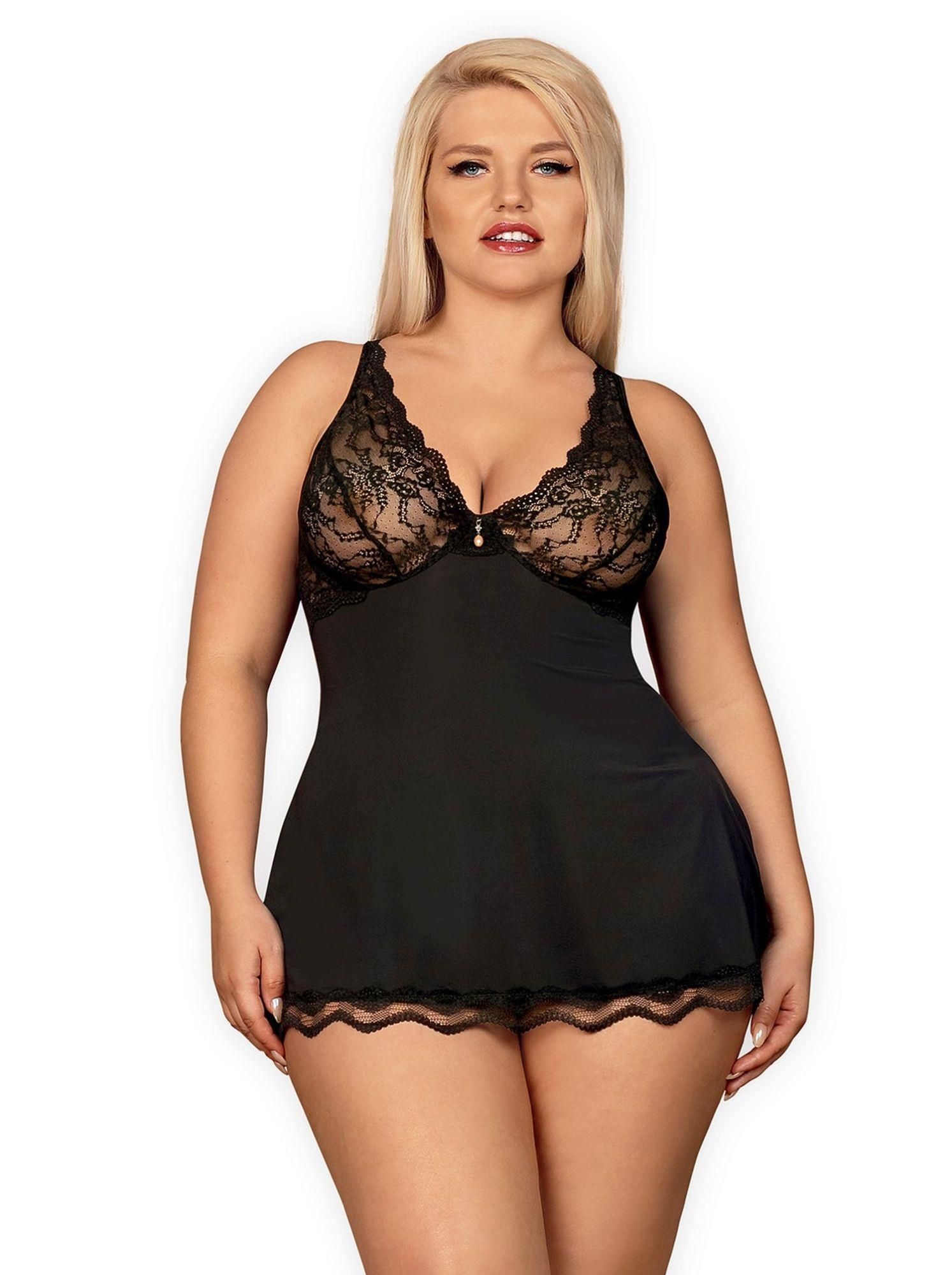 Luvae babydoll i stringi czarne XXL