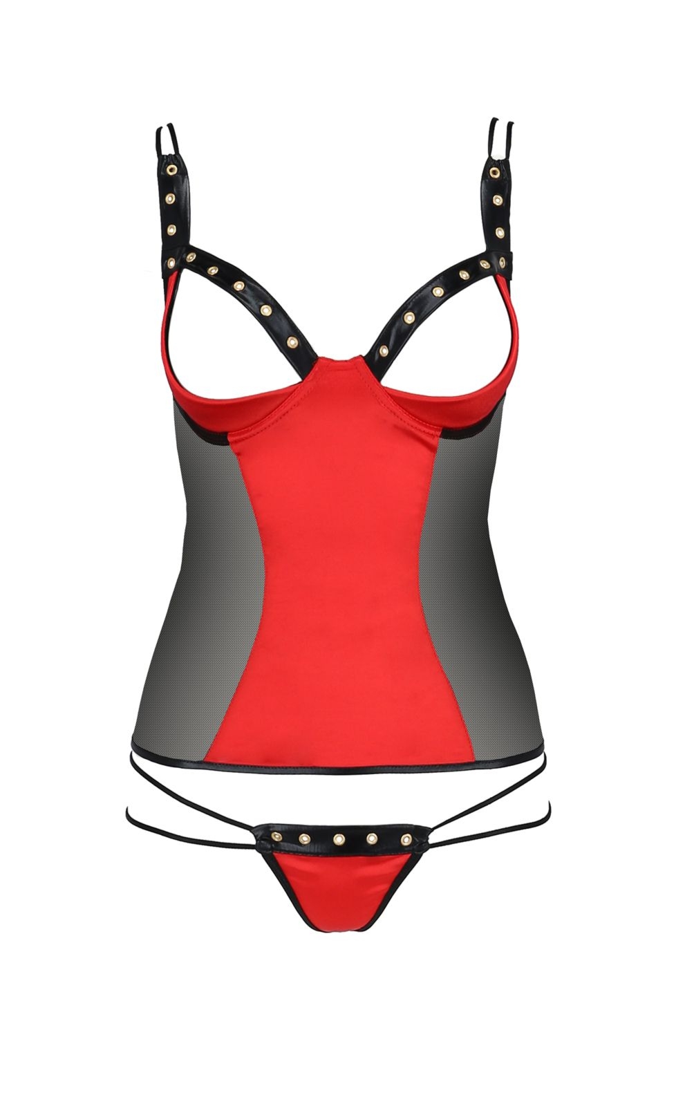 Top gorsetowy z pasami do pończoch - MIDORI CORSET red