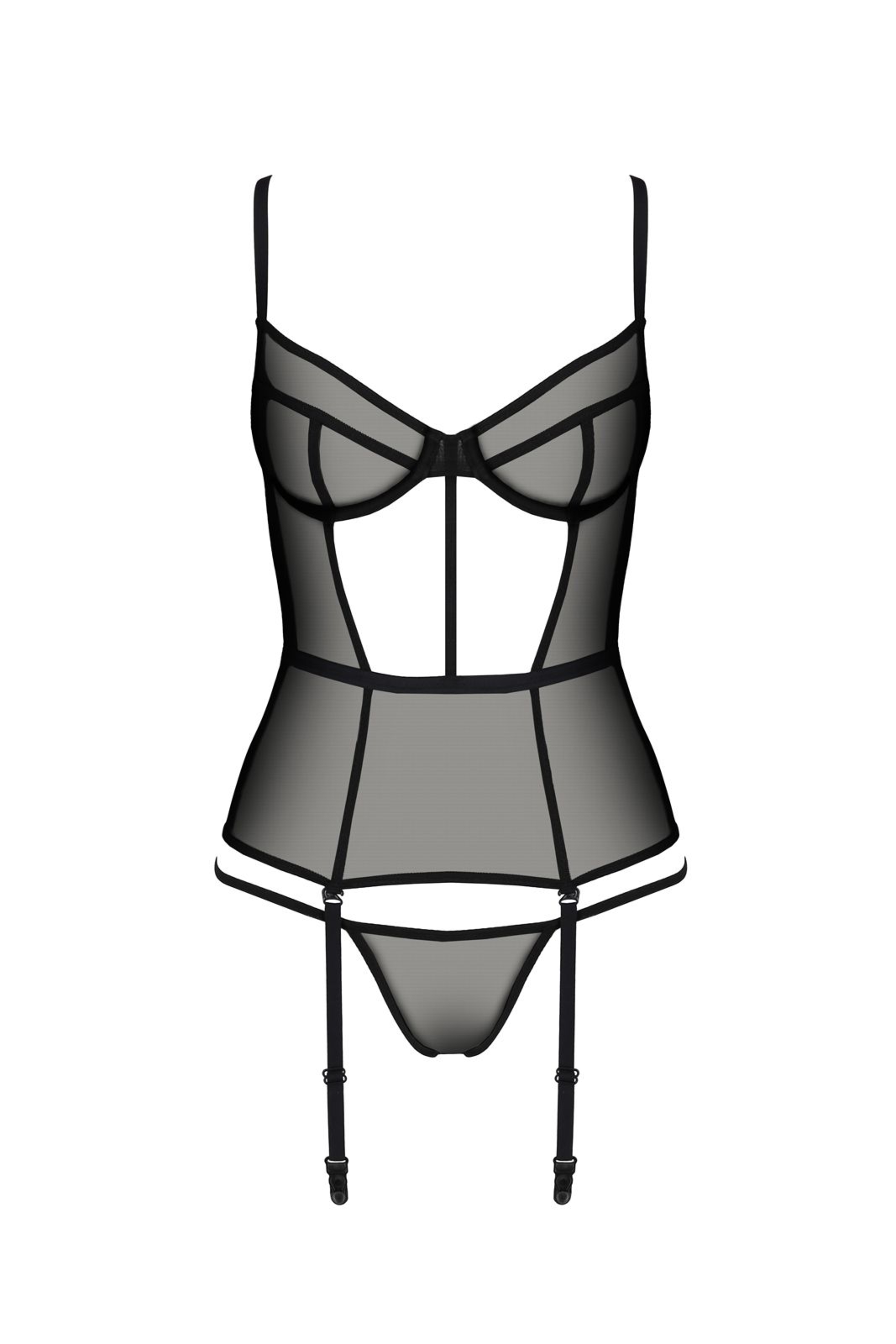 Top gorsetowy z pasami do po�czoch - VARELLA CORSET black