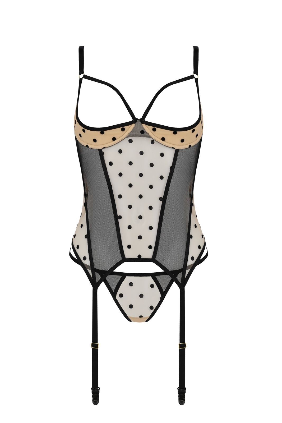 Top gorsetowy z pasami do po�czoch - MARINA CORSET beige