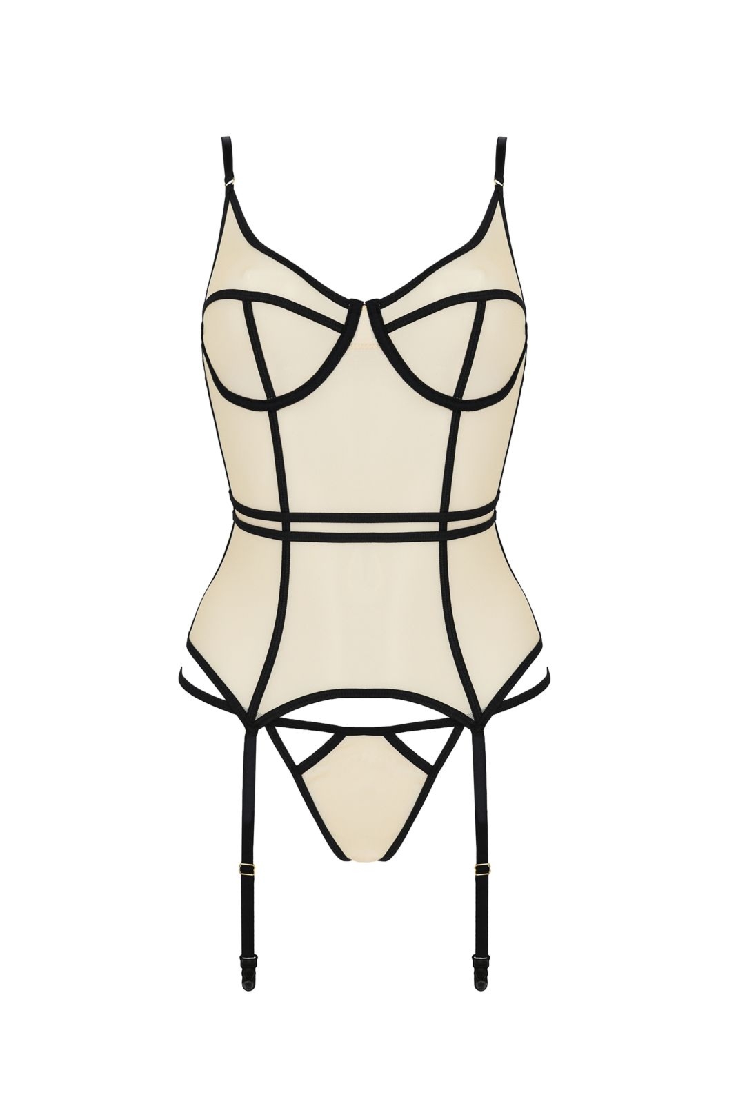 Top gorsetowy z pasami do po�czoch - SERARA CORSET beige