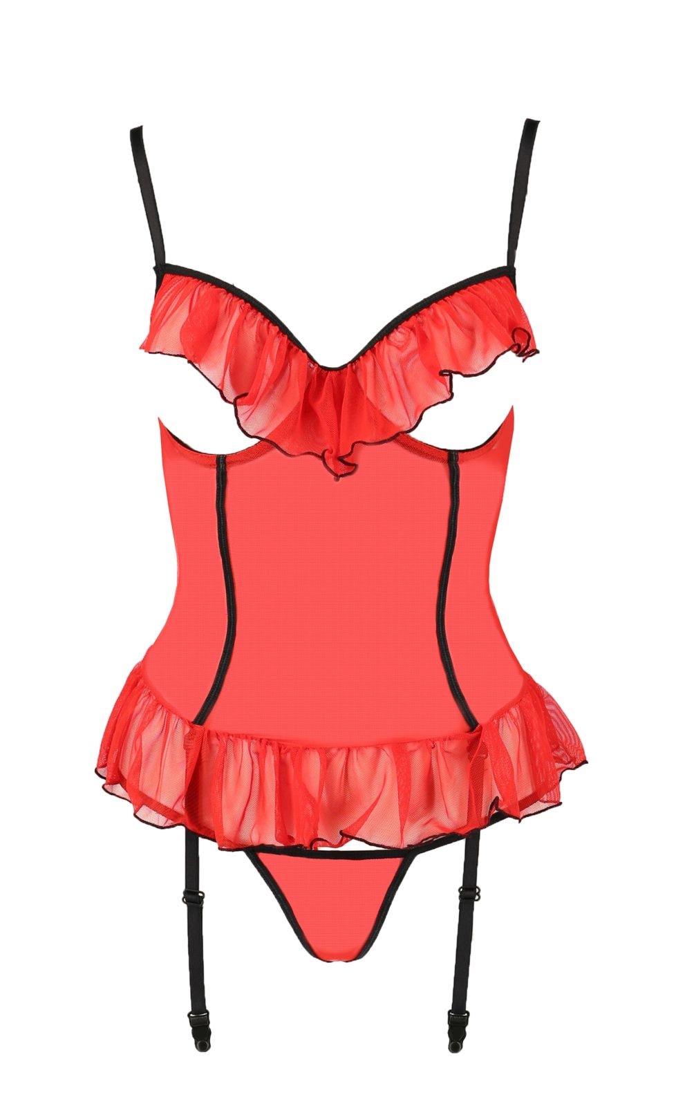 Top gorsetowy z pasami do po�czoch - CHERRY CORSET red