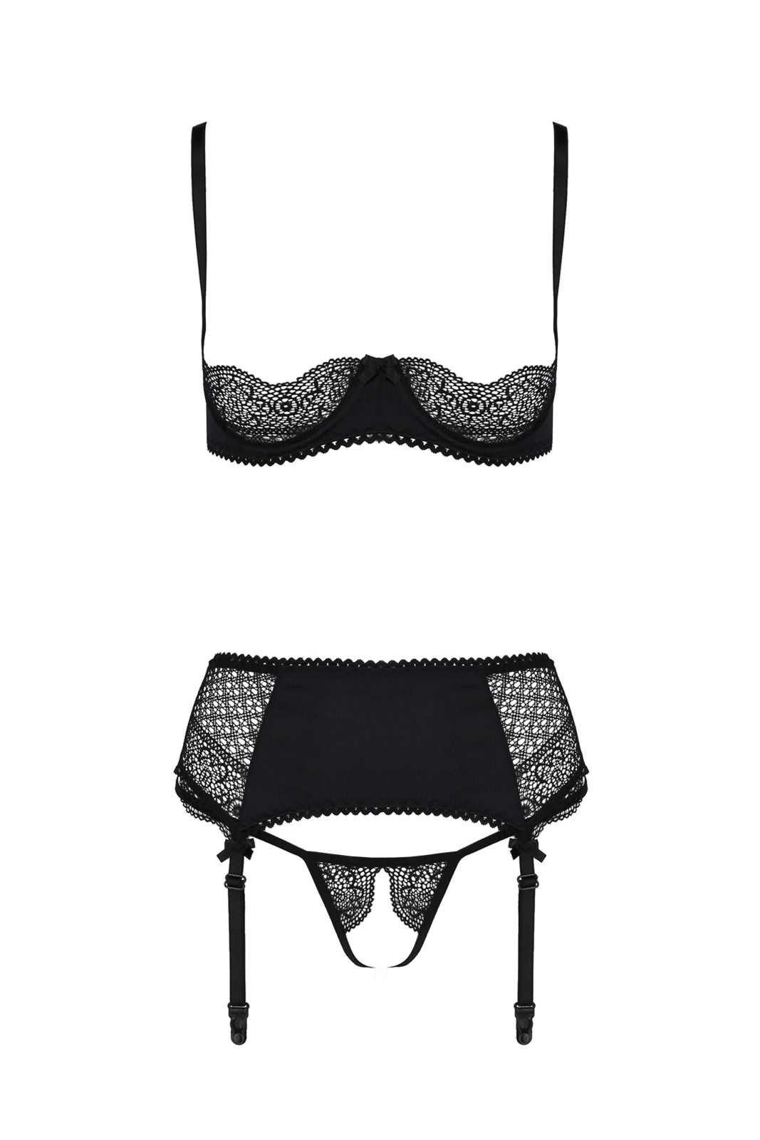 Komplet bielizny - CLARISSE SET WITH OPEN BRA black