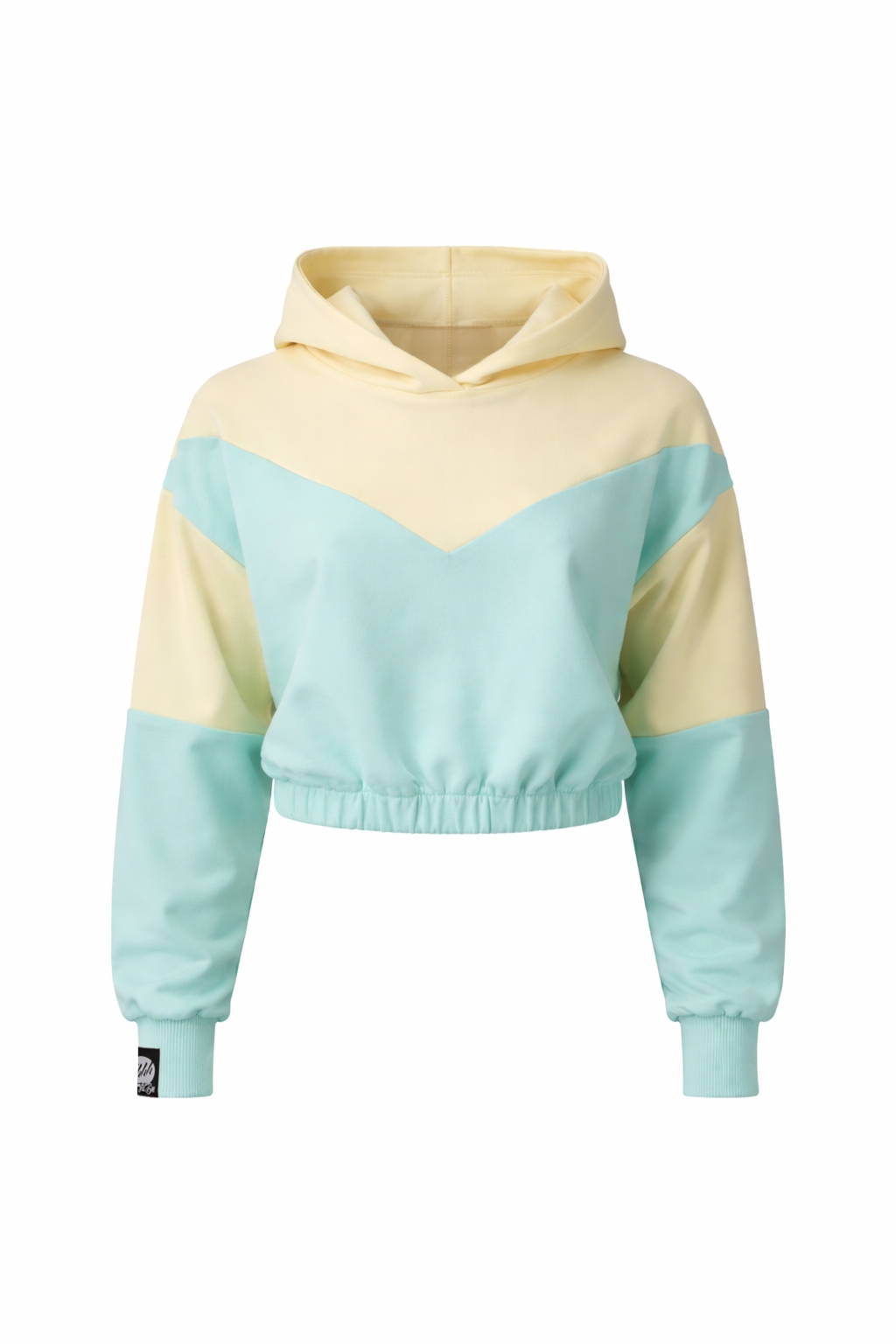 Bluza cropped z kapturem - HOODIE 1 pistachio/yellow