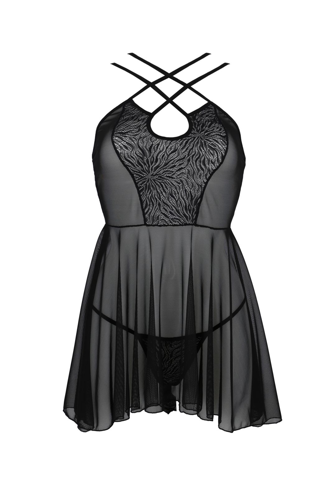 Koszulka damska nocna - SELAGINELLA CHEMISE black