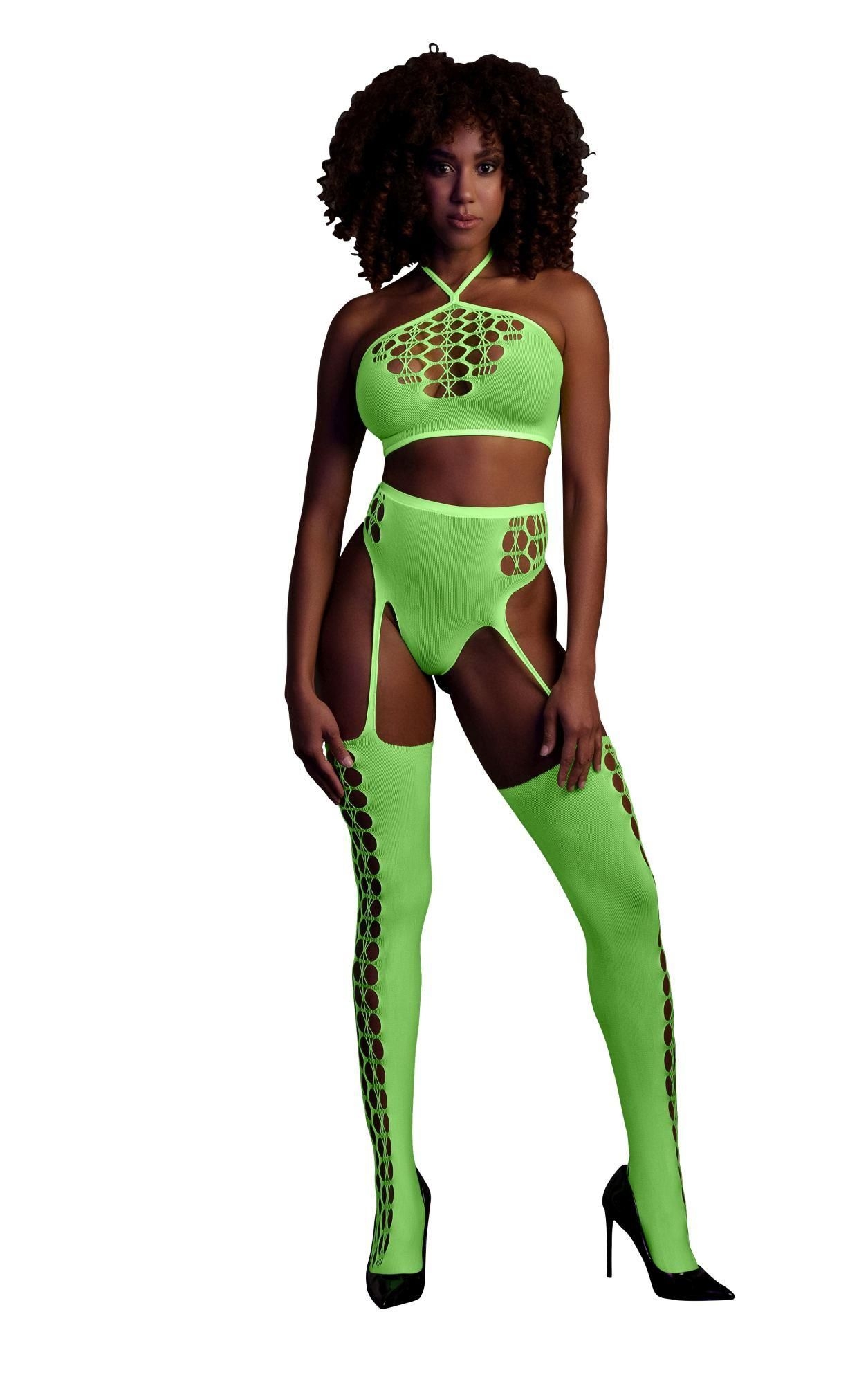 Two Piece with Crop Top and Stockings