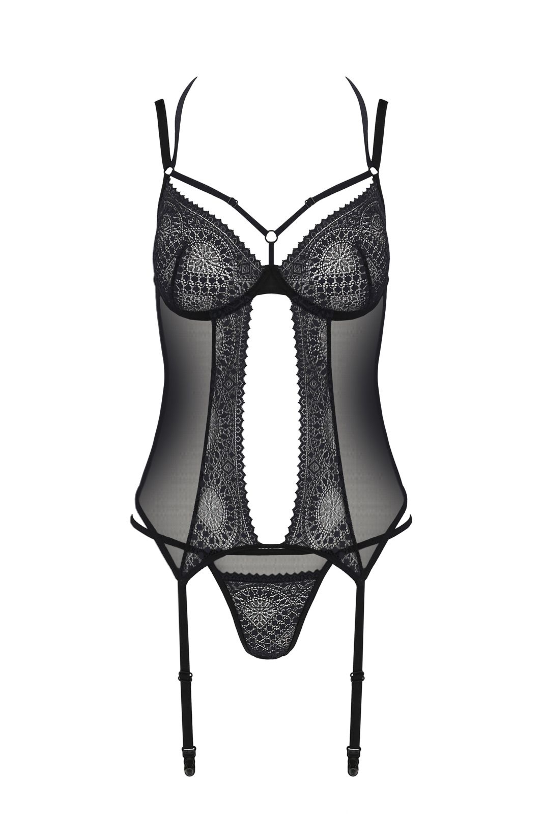 Top gorsetowy z pasami do po�czoch - DROSERA CORSET black