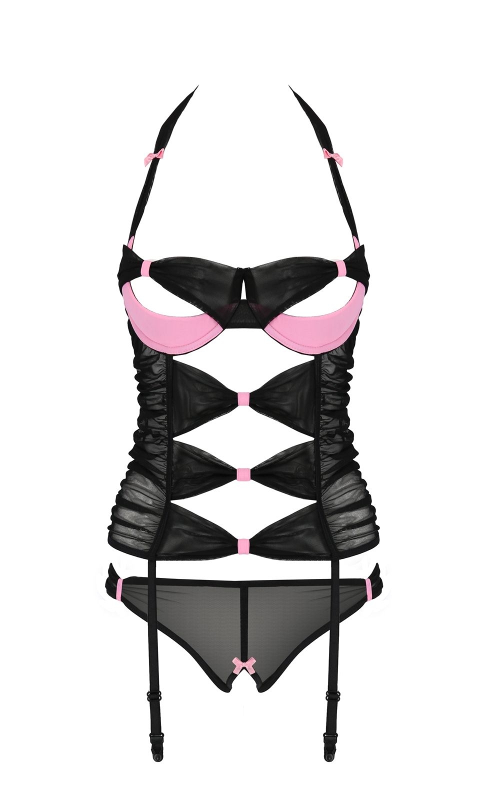 Top gorsetowy z pasami do po�czoch - PRALINE CORSET black