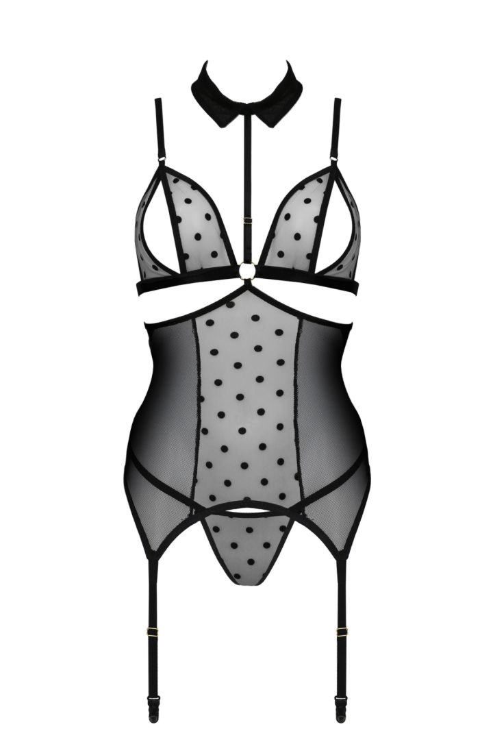 Top gorsetowy z pasami do po�czoch - DOMINICA CORSET black