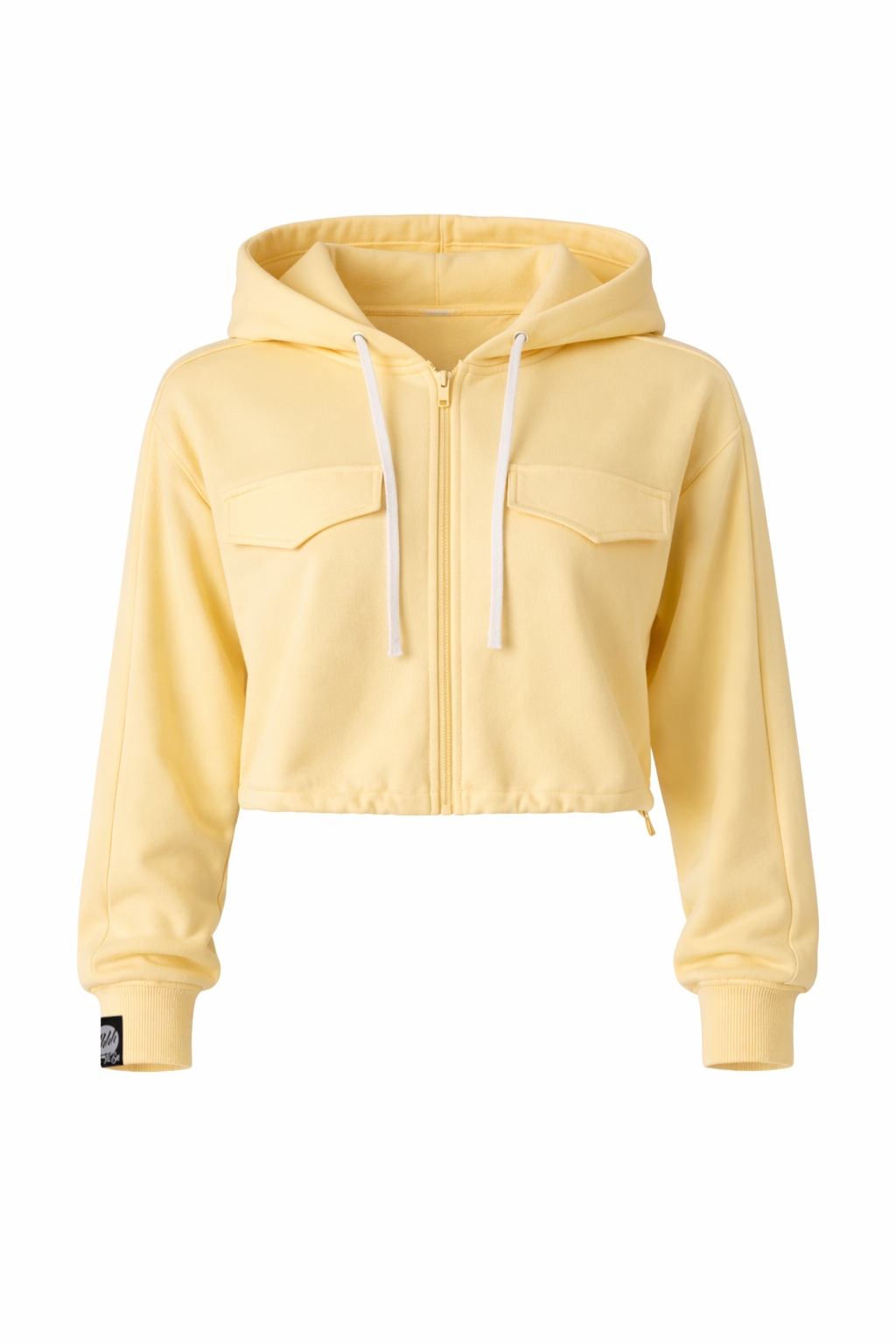 Kr�tka bluza na zamek z kapturem i regulacj� - HOODIE ZIP 5 yellow