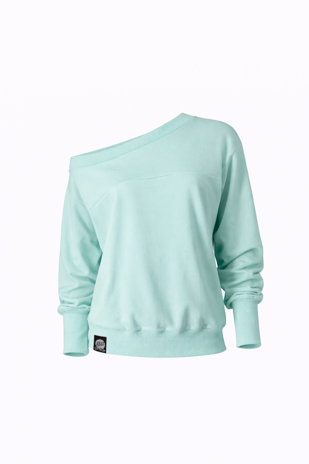 Bluza typu off-shoulder - HOODIE 2 pistachio
