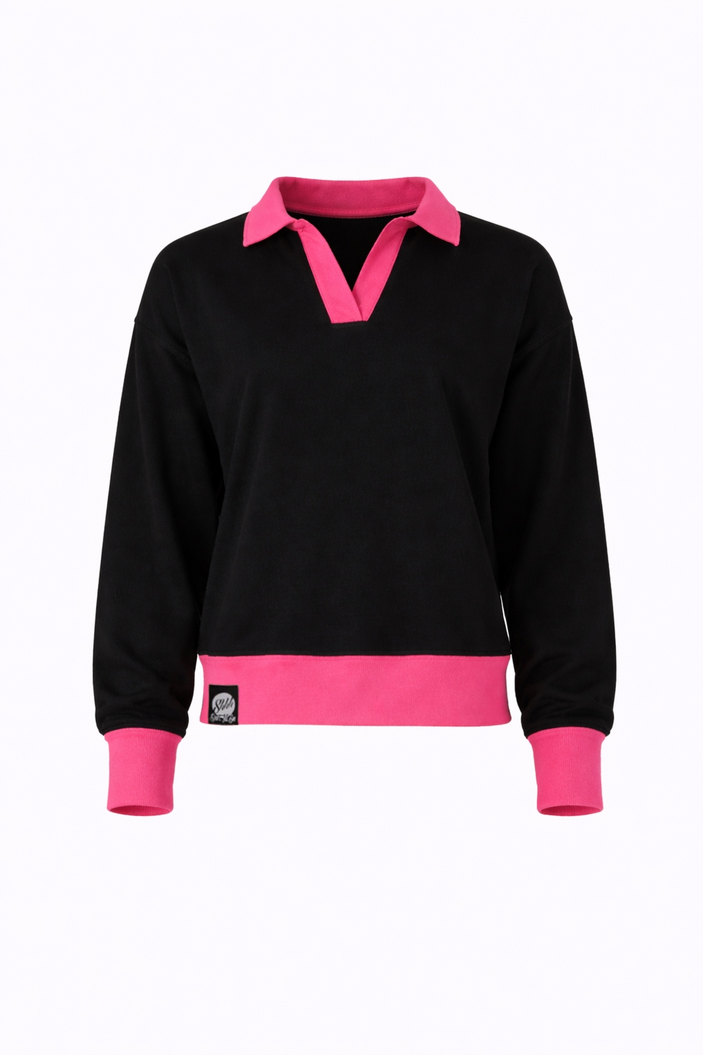 Bluza z ko�nierzykiem - HOODIE 4 black/fuchsia