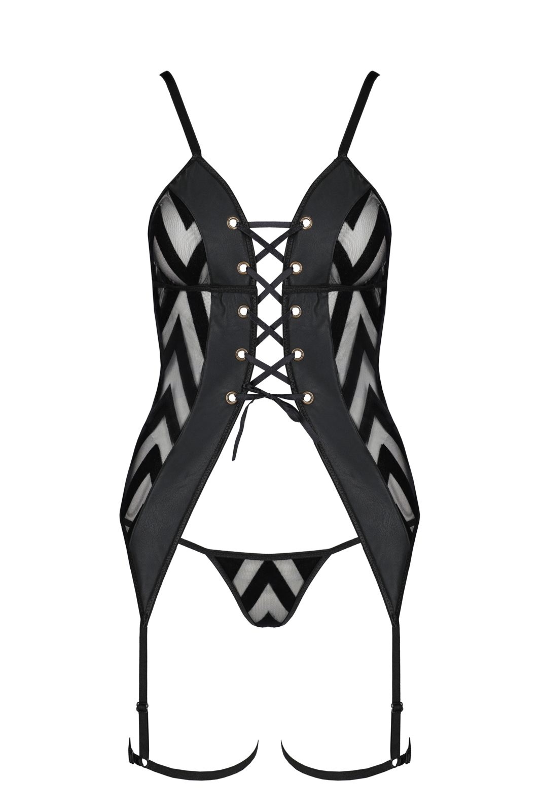 Top gorsetowy z pasami do po�czoch - ANGELICA CORSET black