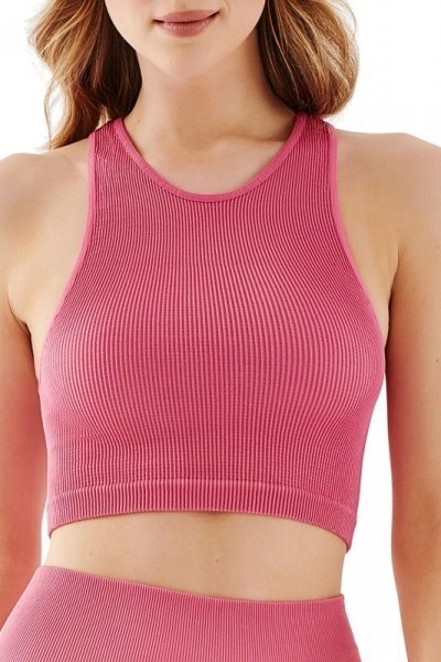 Gabriella Seamless halter rib 1203 rose top sportowy