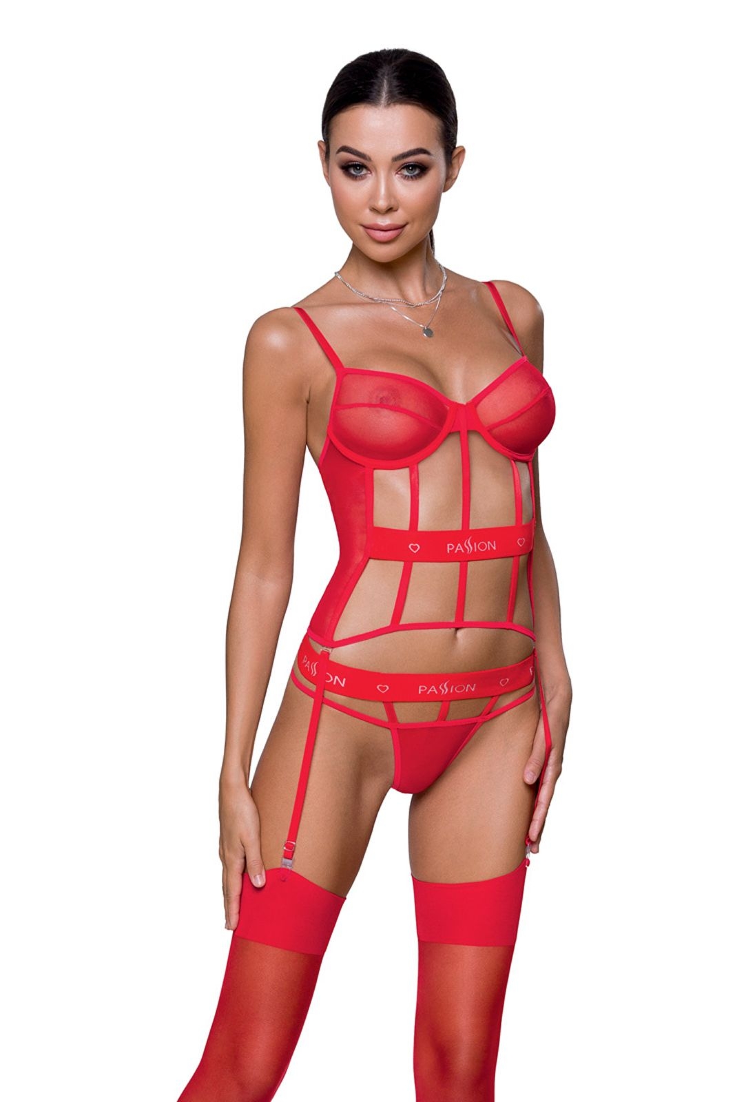 Top gorsetowy z pasami do poczoch - KYOUKA CORSET red