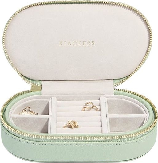 pudełko podróżne na biżuterię stackers travel owalne zieleń szałwiowa