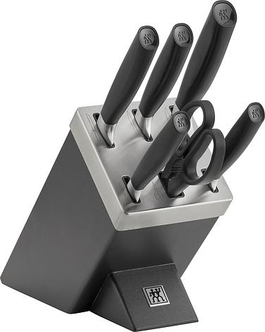 Image of blok samoostrzący z 5 nożami i nożyczkami all star czarny blok czarne