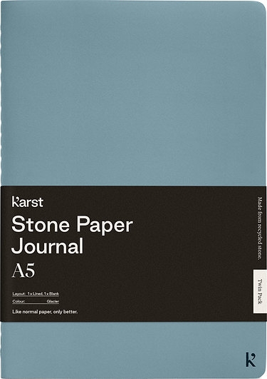 zeszyty z kamiennego papieru wodoodporne karst miękka oprawa a5 błękitne gładki i w linie 2 szt.