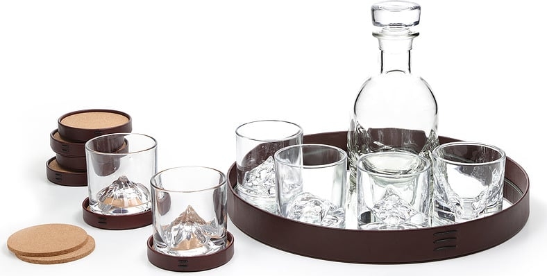 Image of karafka do whisky luxury peaks ze szklankami, podstawkami i tacą 14 el.