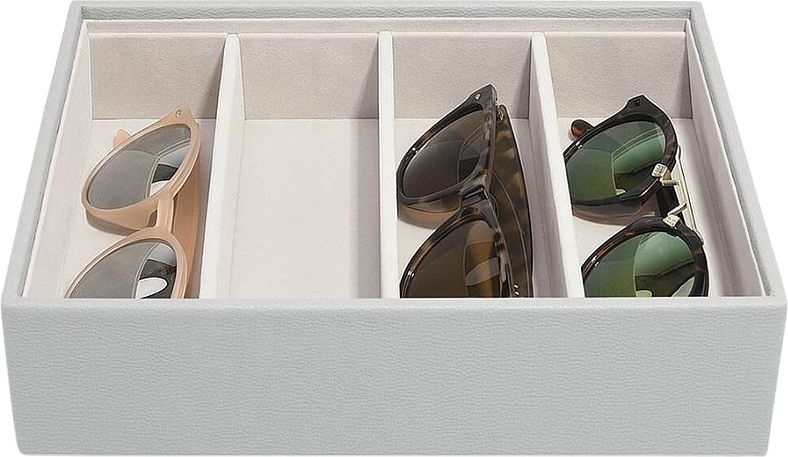 pudełko na okulary stackers classic 4 komorowe kamienna szarość