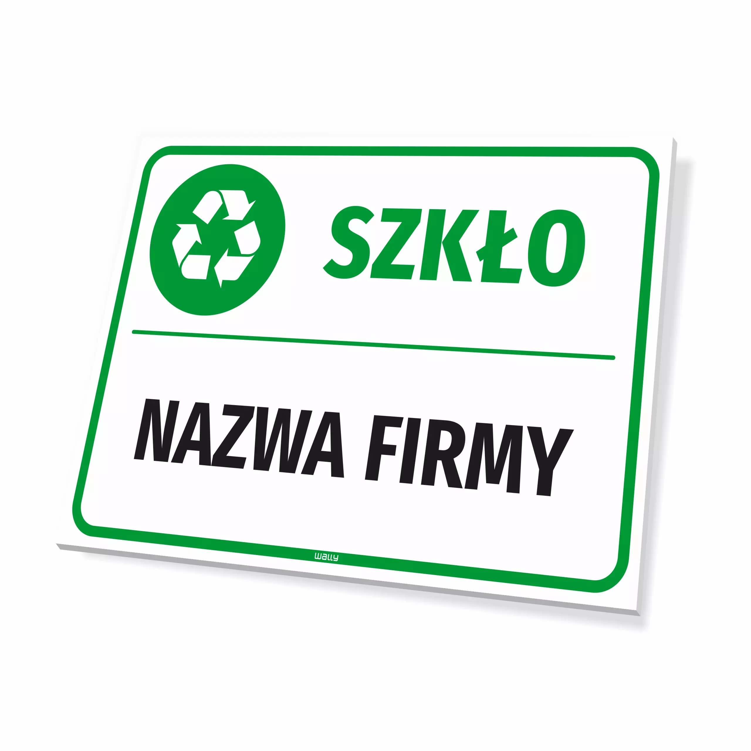 Tabliczka: oznaczenie na kosz - szkło, nazwa firmy