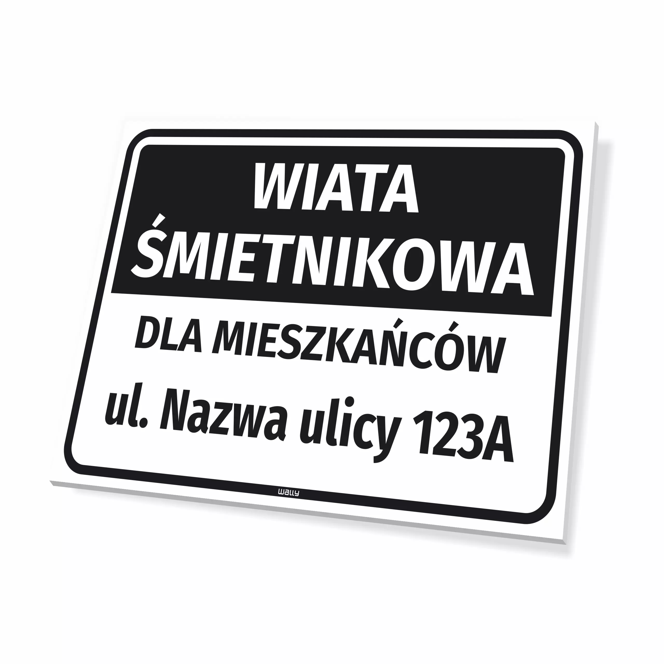Tabliczka informacyjna - wiata śmietnikowa dla mieszkańców, personalizacja adresu