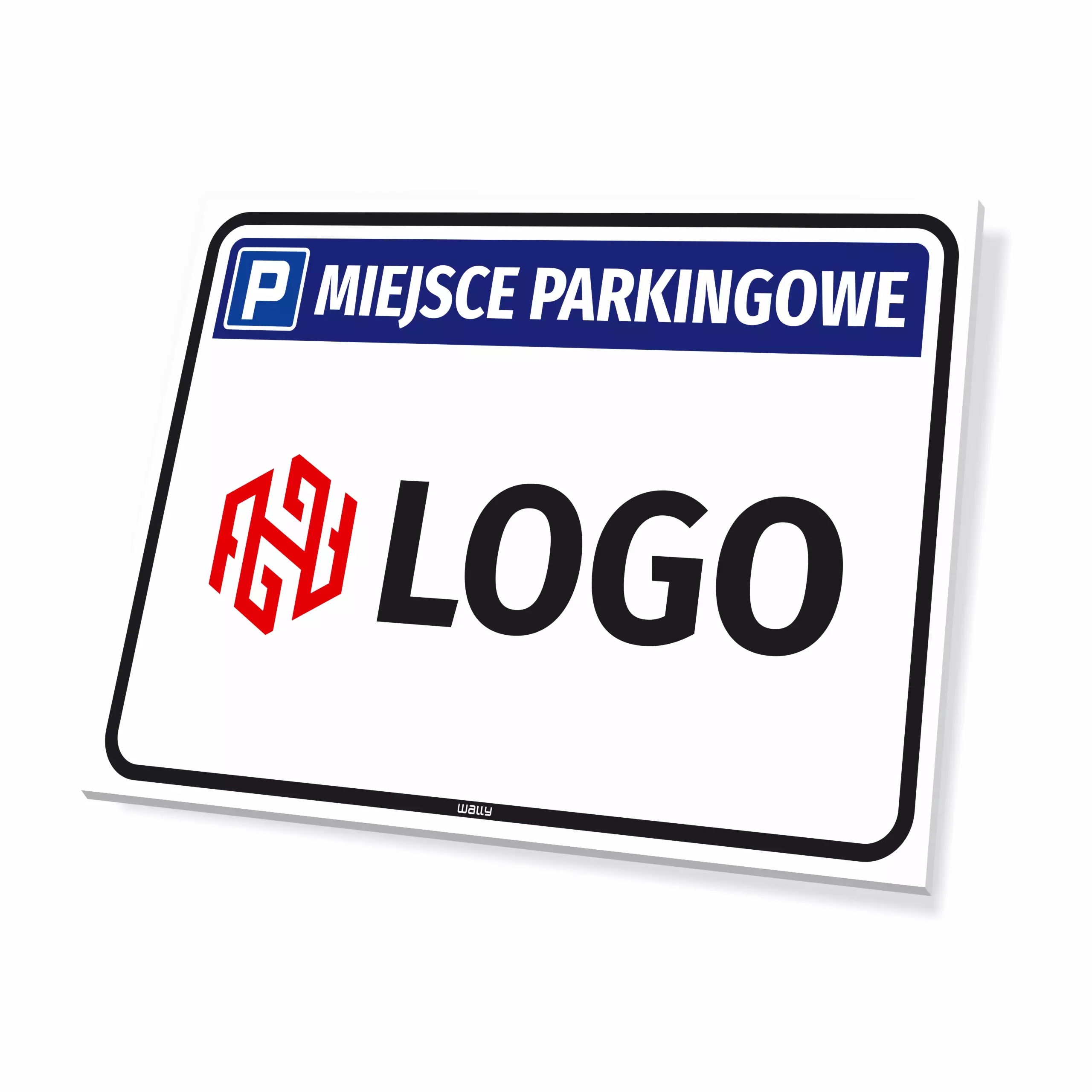 Tabliczka - miejsce parkingowe z logotypem firmy, placówki, instytucji
