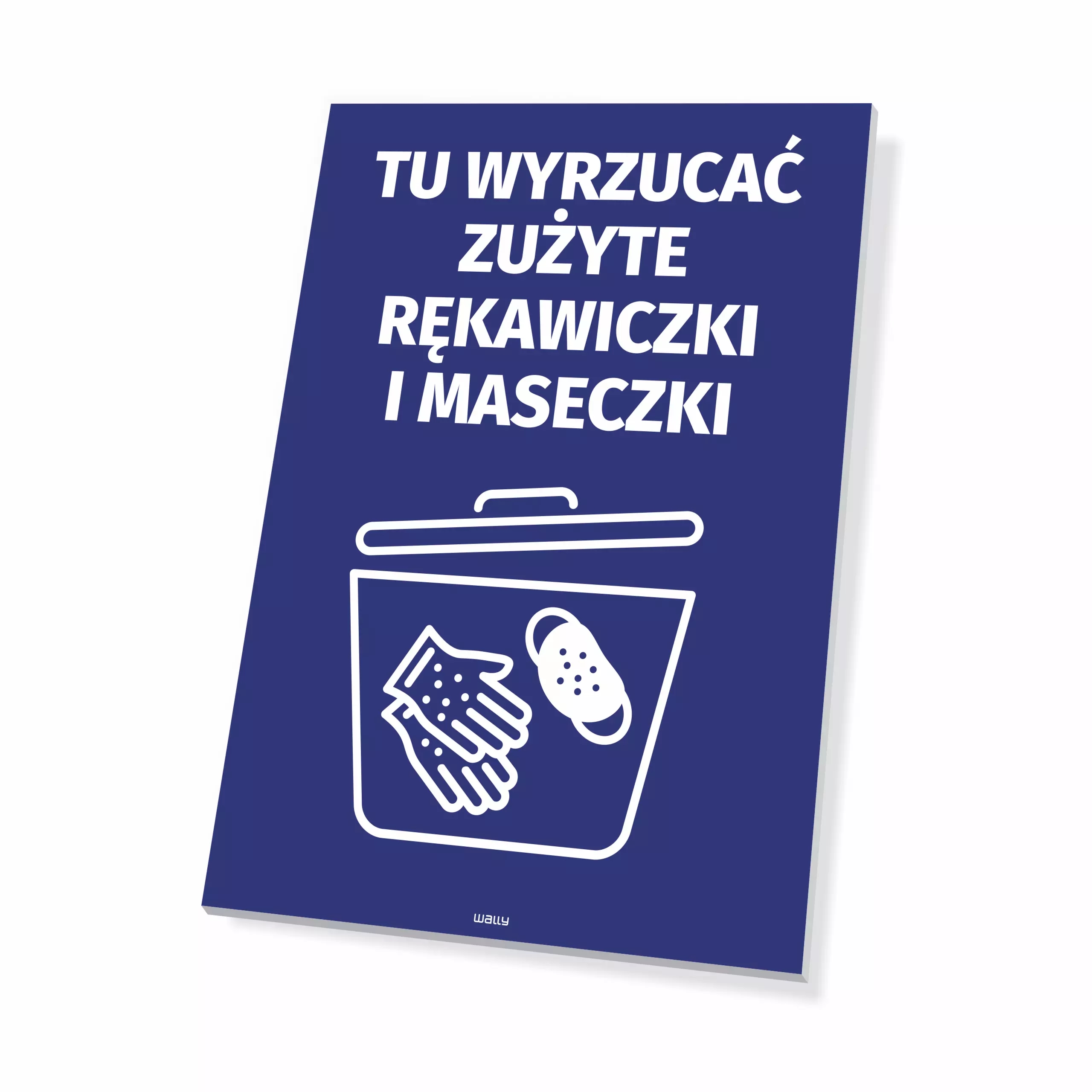Tabliczka na kosz - Tu wyrzucać zużyte rękawiczki i maseczki