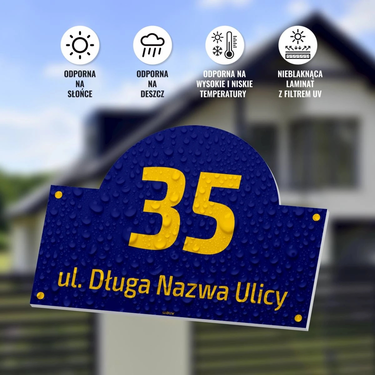 Tabliczka na dom z adresem, numerem