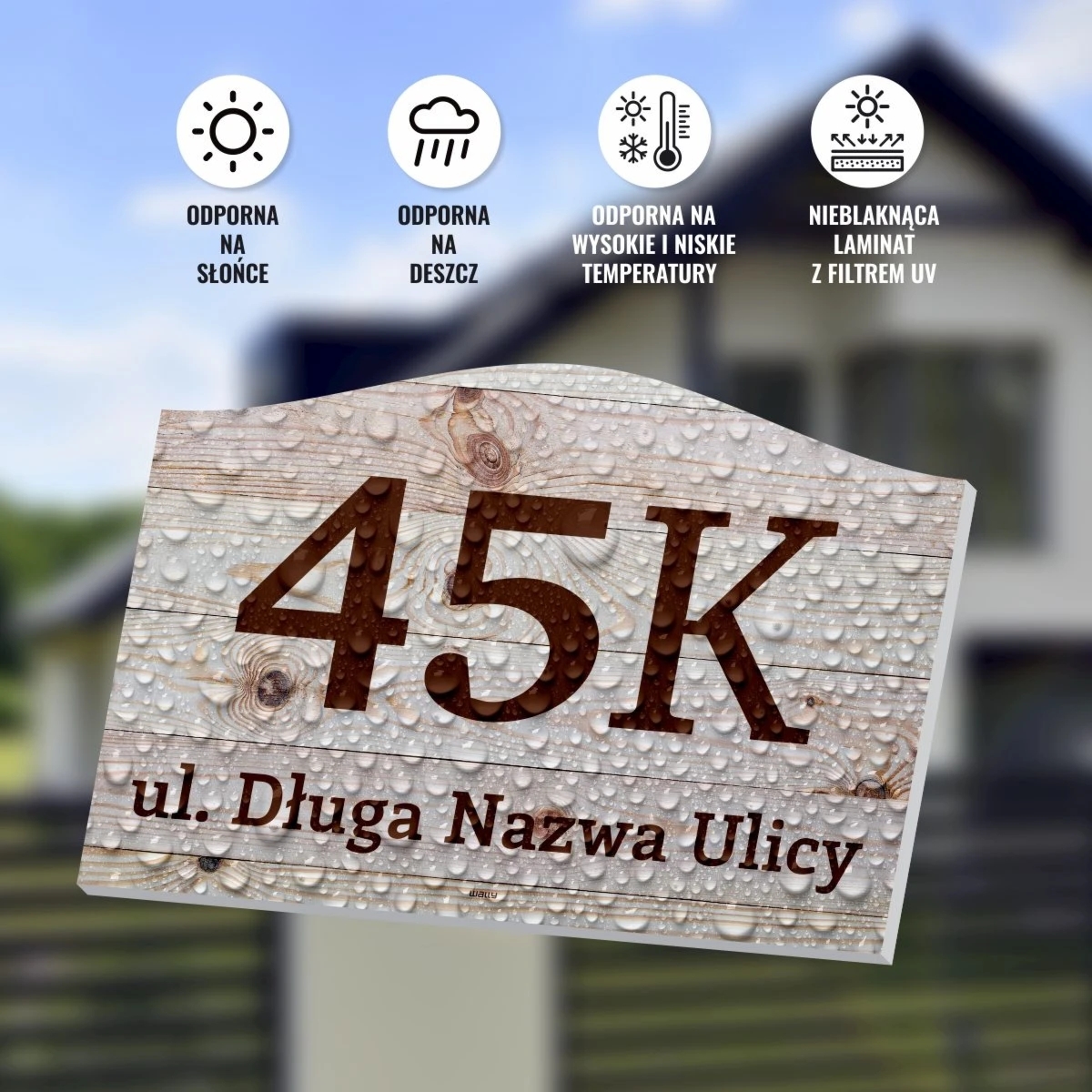 Tabliczka na dom: numer posesji, ulica