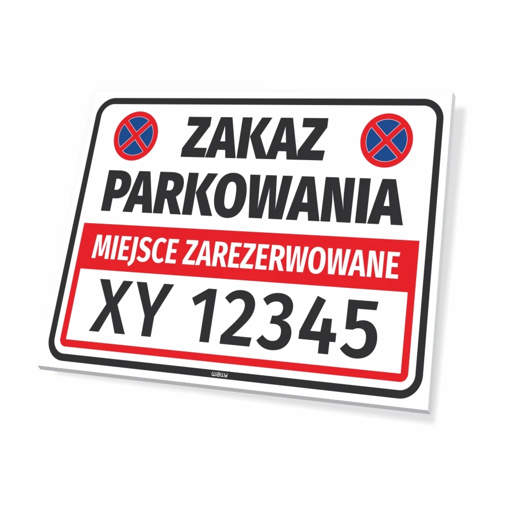 Tabliczka parkingowa: Miejsce zarezerwowane, zakaz parkowania z polem na numer rejestracyjny