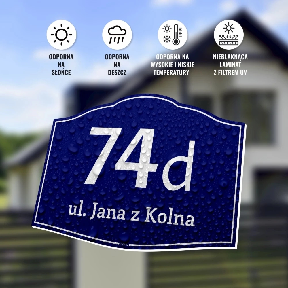 Tabliczka na dom lub ogrodzenie, z numerem, adresem