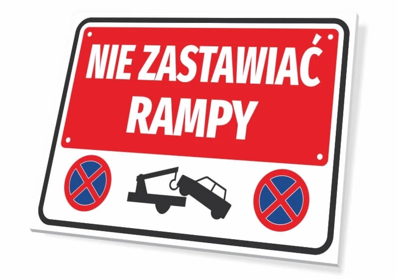 Tabliczka parkingowa: Nie zastawiać rampy