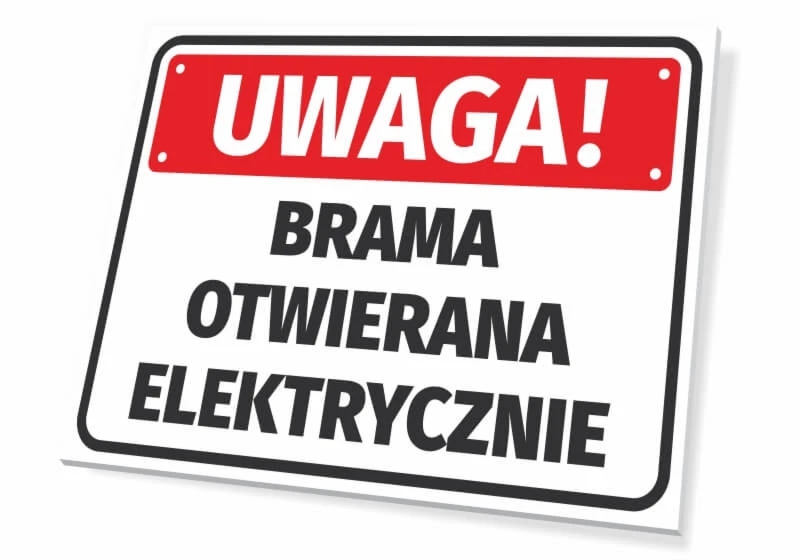 Tabliczka: Brama otwierana elektrycznie